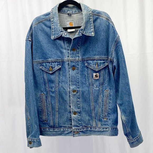 Vintage Denim Men's Carhartt jean jacket Streetwear Retro made in USA Large - Picture 4 of 13